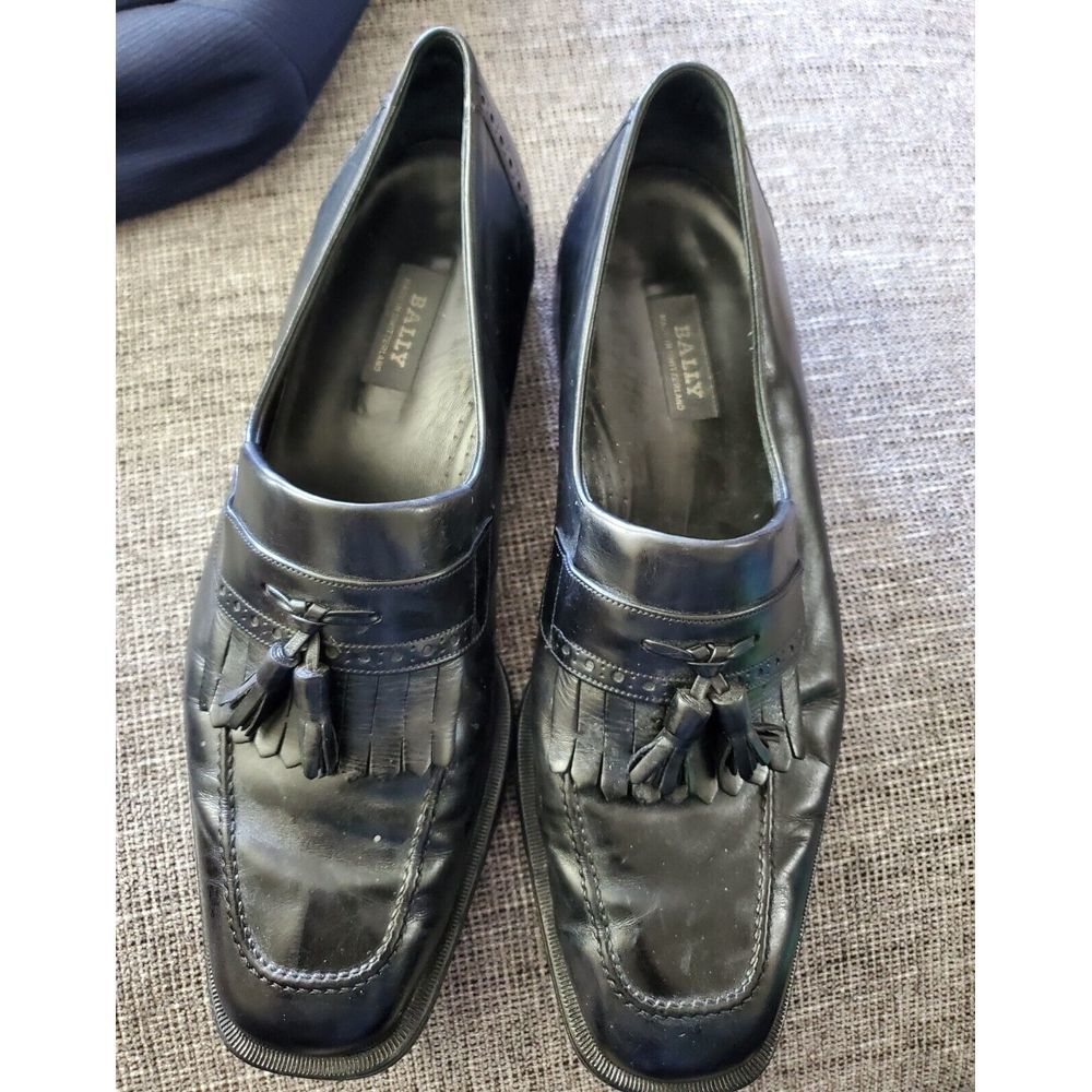 Bally‎ Berzo Men's Black Leather Kiltie Tassel Loafer Made Switzerland Size 11 D